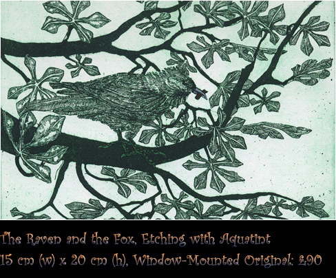 The Raven and the Fox, Etching with Aquatint