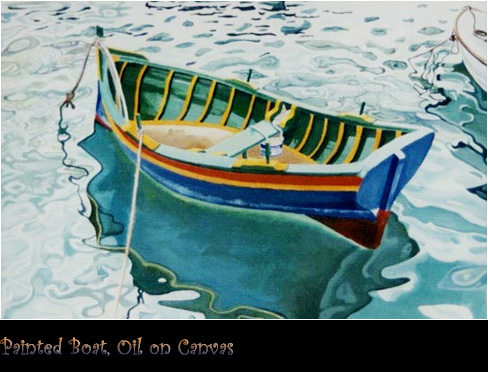 Painted Boat, Oil on Canvas