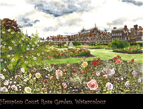 Hampton Court Rose Garden, Watercolour
