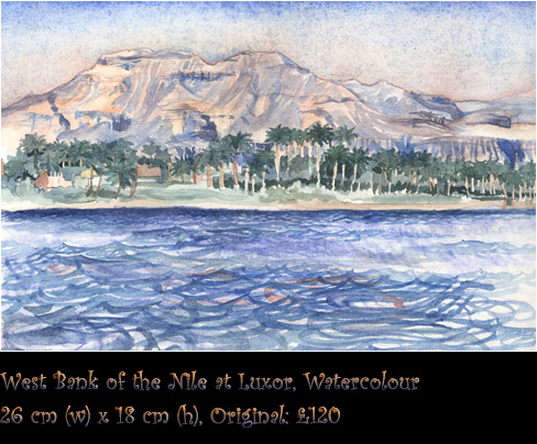 West Bank of the Nile at Luxor, Watercolour