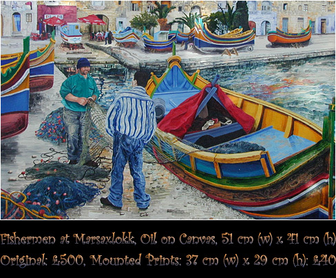 Fishermen at Marsaxlokk, Oil on Canvas