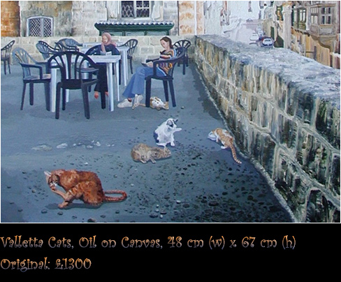 Valletta Cats, Oil on Canvas